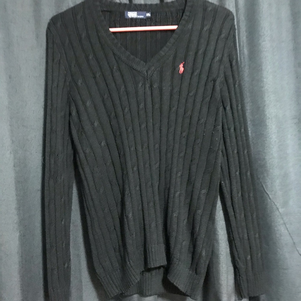 Black v neck Ralph Lauren polo sweater